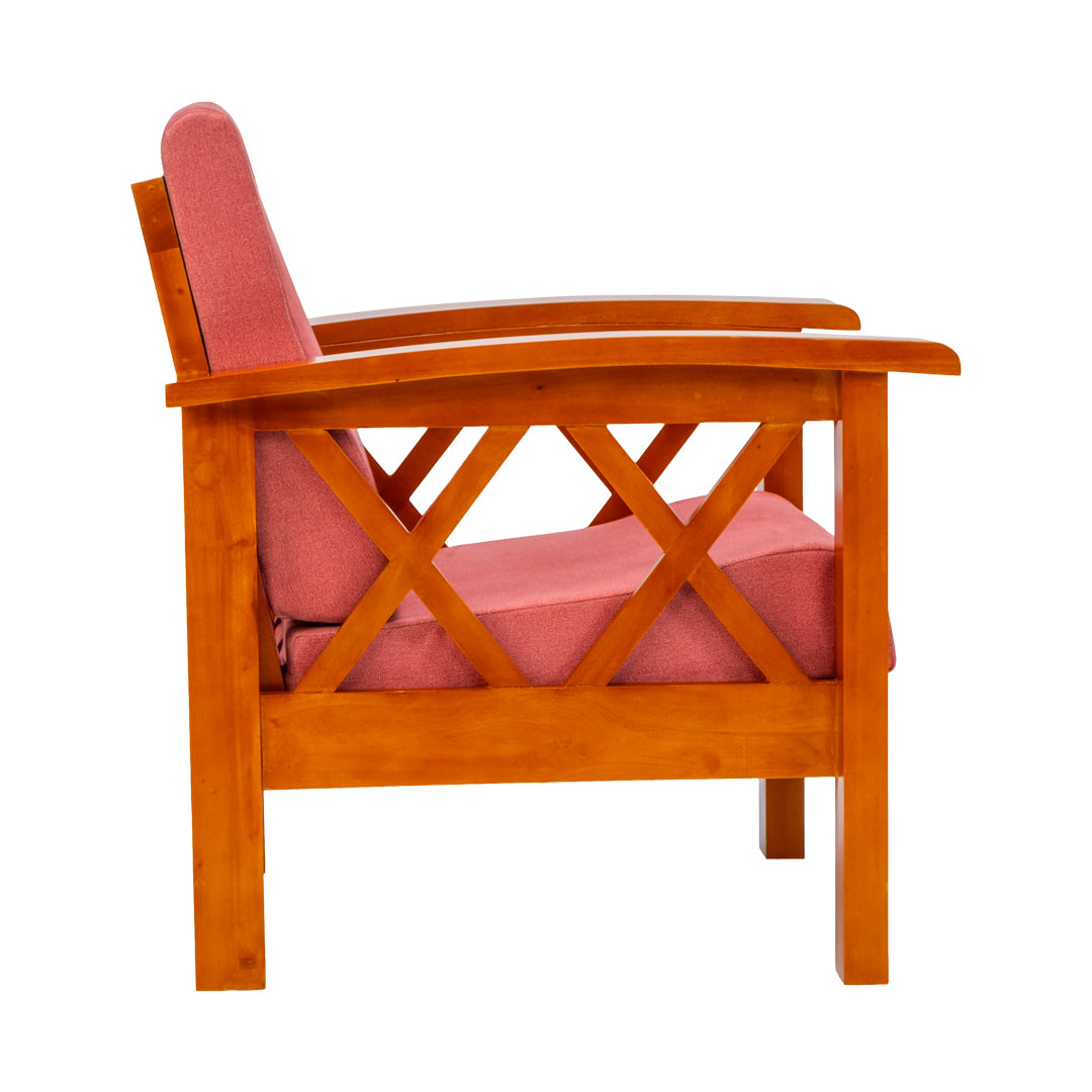Georgia Prime Wooden Sofa 1-Seater - Teak Finish_3
