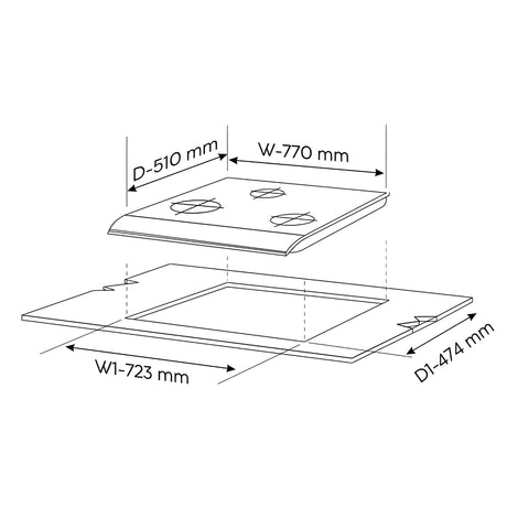Glen 1073 XL SQ HT 3-Burner Built-In Hob – Black_2