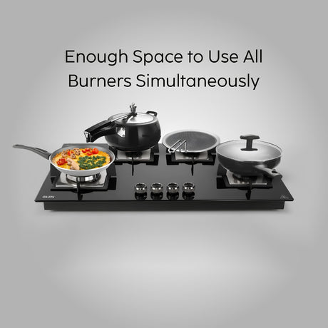 Glen 1094 XL 4 Burner Glass Top Burner Gas Stove - Black_Feature_1