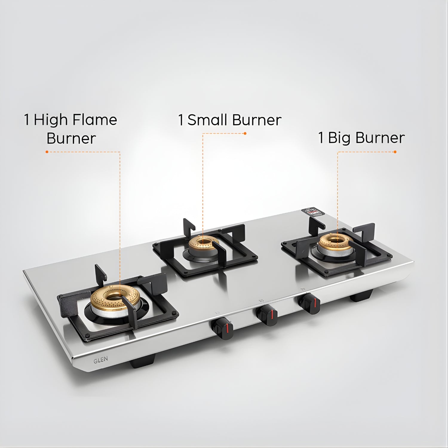 Glen GL 1053 77 Ultra Tuff Stainless Steel 3-Burner Gas Stove –  Silver_5