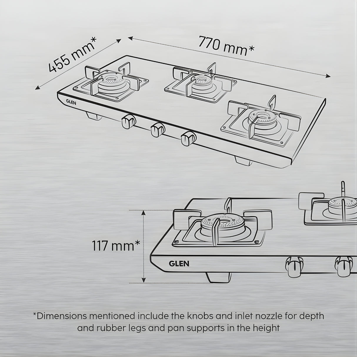 Glen GL 1053 77 Ultra Tuff Stainless Steel 3-Burner Gas Stove –  Silver_8