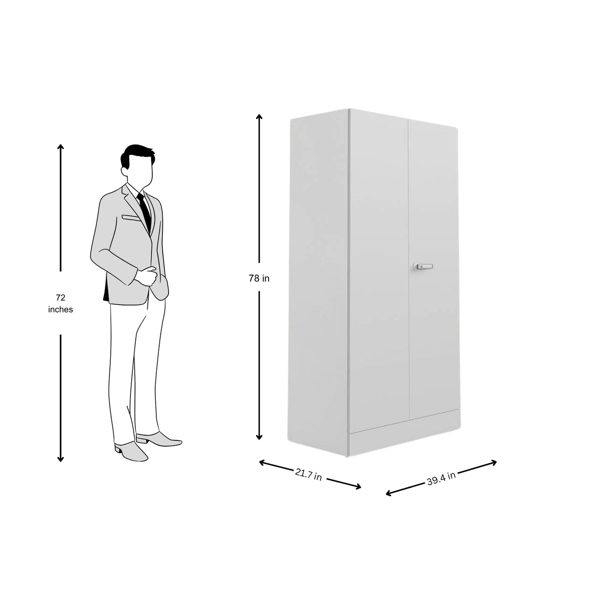 Godrej Auraline Men Premium 2-Door Steel Wardrobe - Textured Bond White