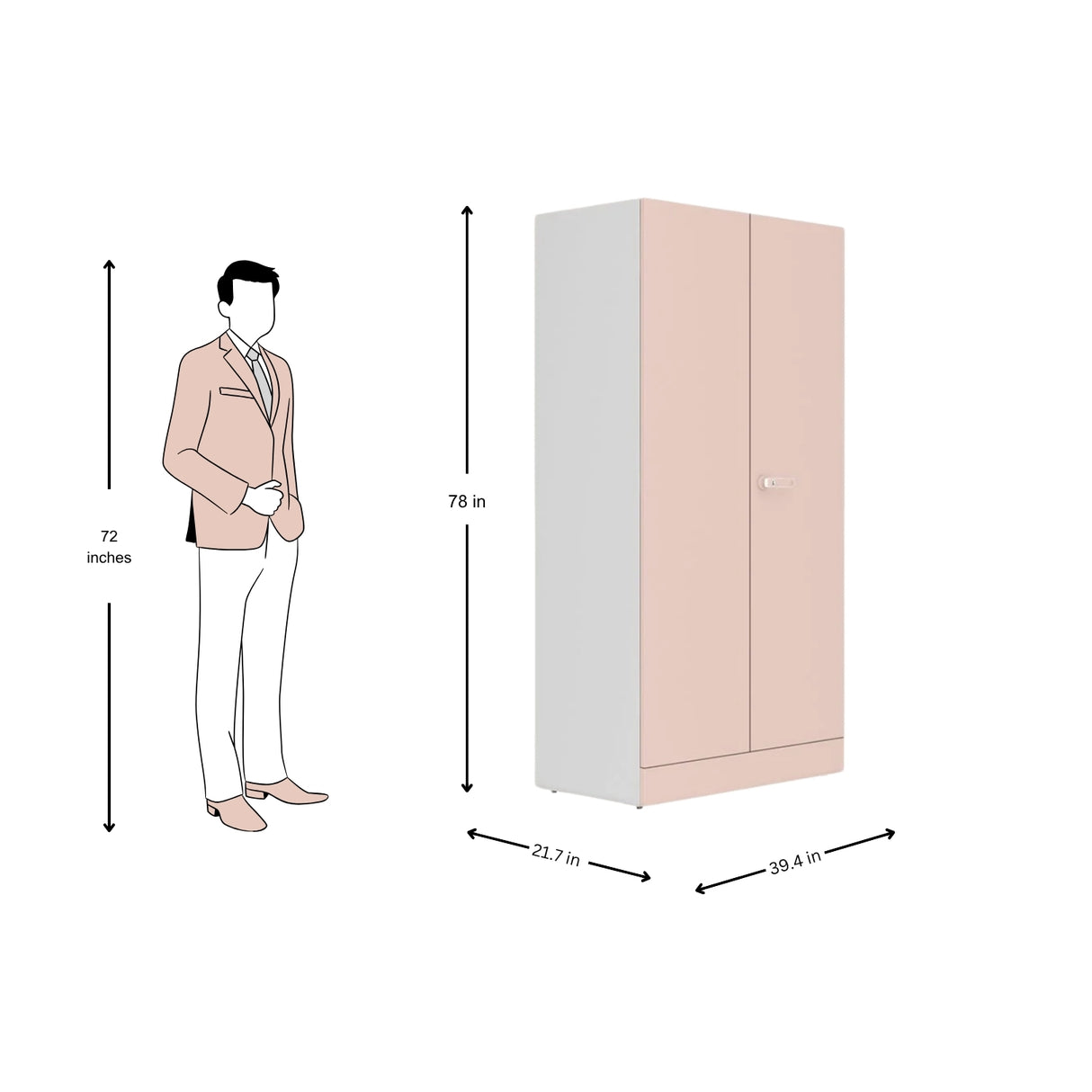 Godrej Auraline Men Premium 2-Door Steel Wardrobe - Matte Peach Whip