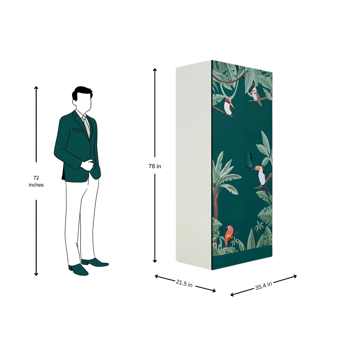 Godrej Aceline Full Locker 2-Door Steel Wardrobe - Textured Foliage Green