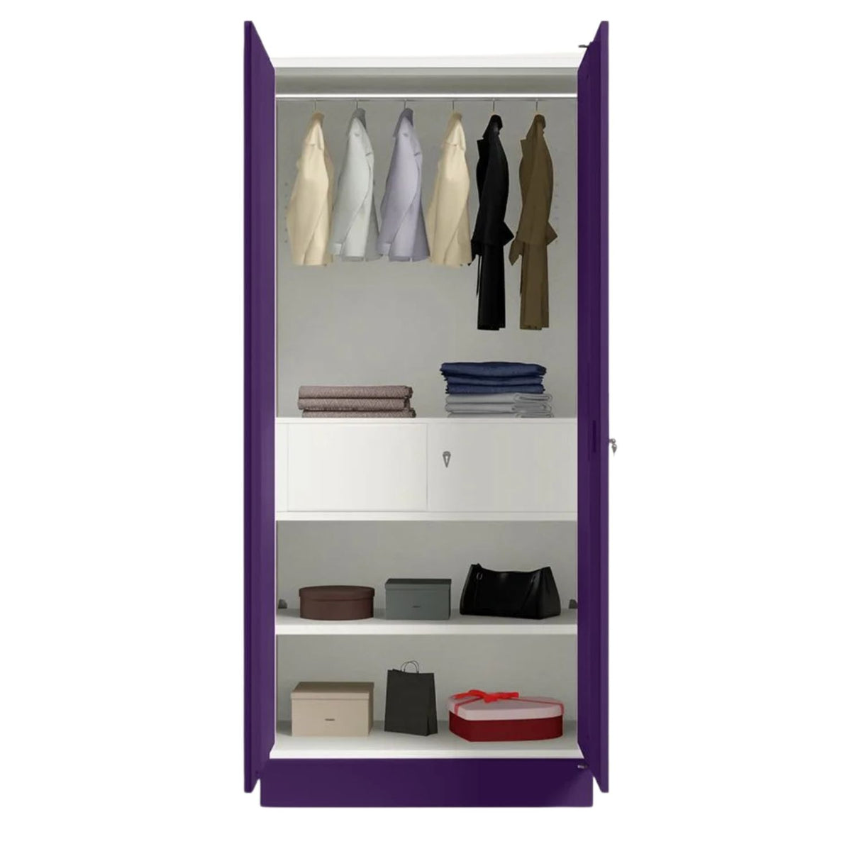 Godrej Aceline Full Locker 2-Door Steel Wardrobe - Textured Magic Purple
