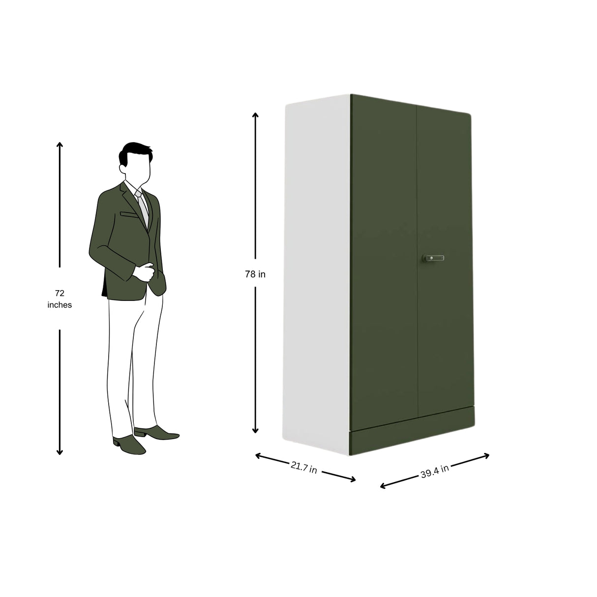 Godrej Auraline Men Basic 2-Door Steel Wardrobe - Matte Tree Mist