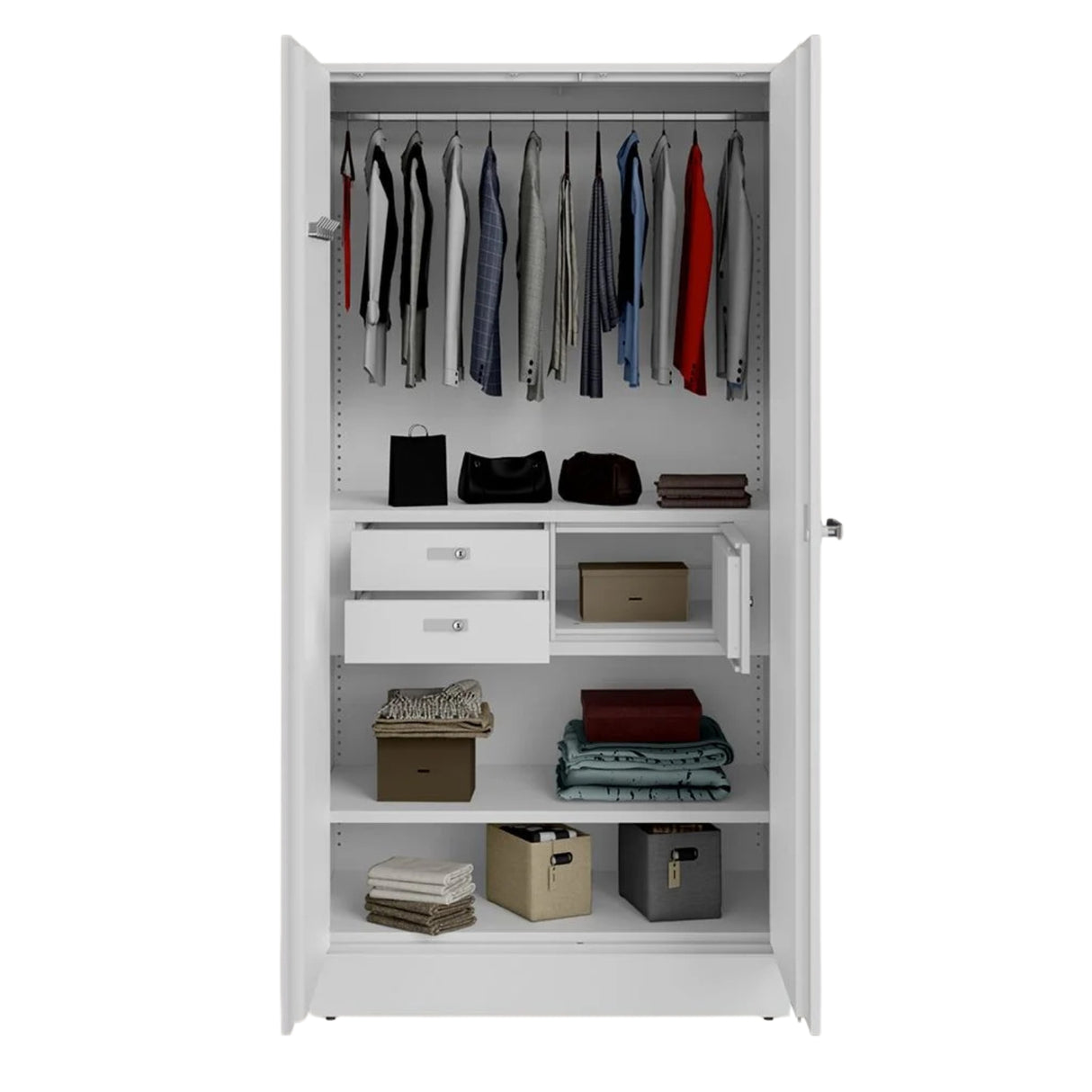 Godrej Auraline Men Premium 2-Door Steel Wardrobe - Textured Bond White