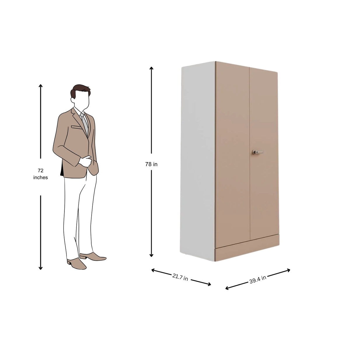 Godrej Auraline Women Basic 2-Door Steel Wardrobe - Textured Affogato