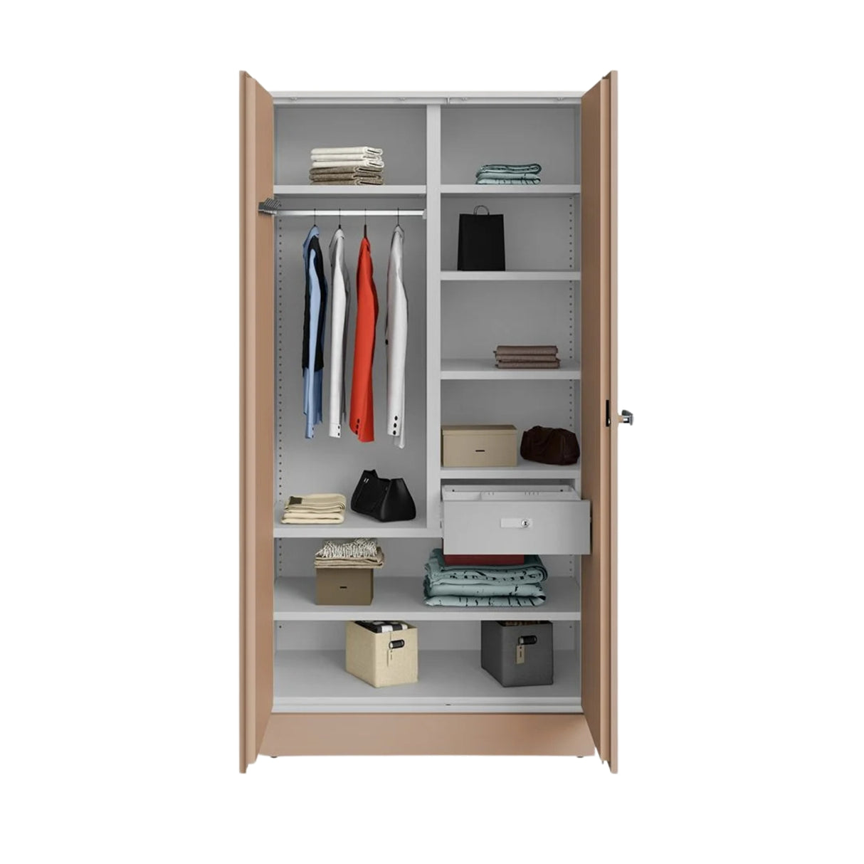 Godrej Auraline Women Basic 2-Door Steel Wardrobe - Textured Affogato