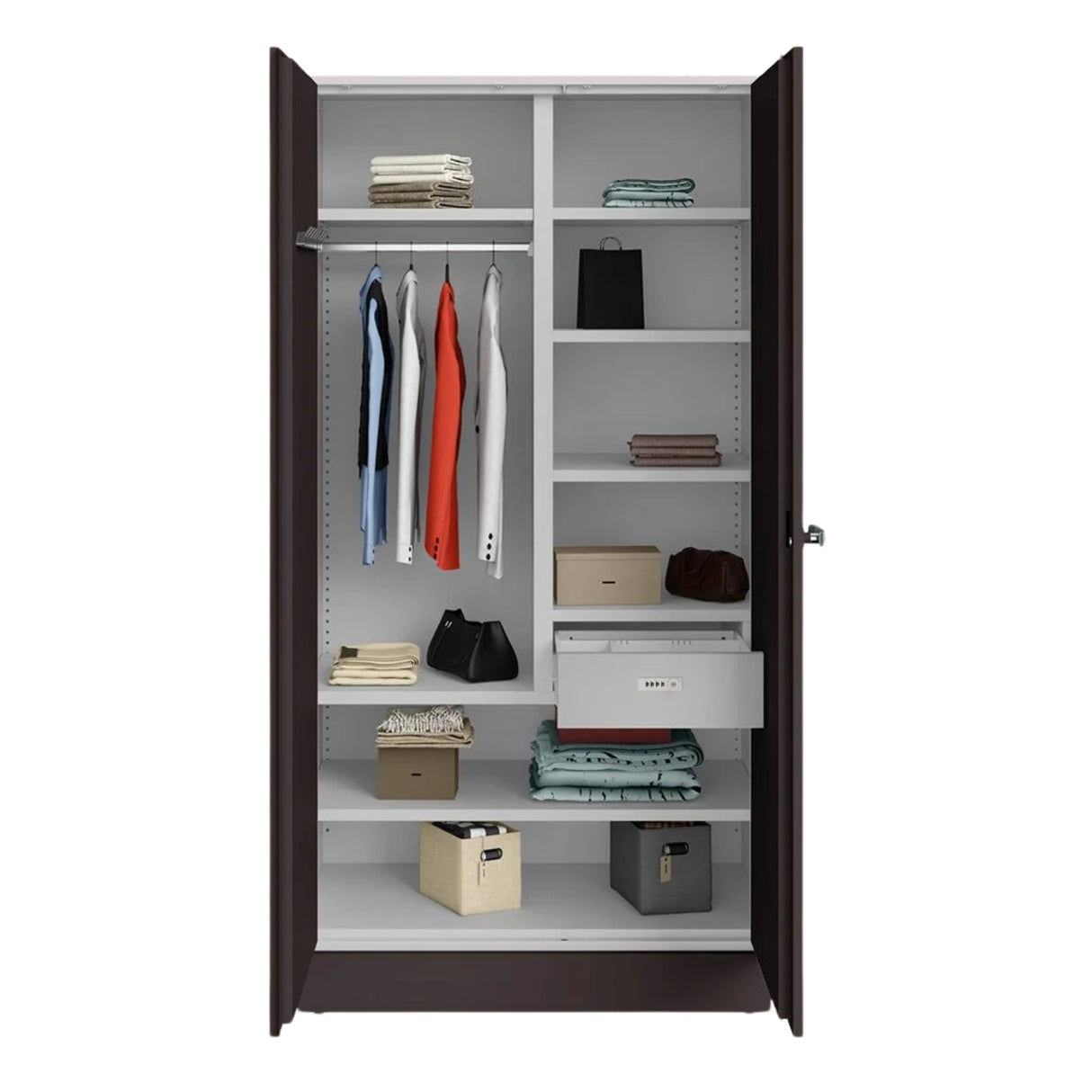 Godrej Auraline Women Basic 2-Door Steel Wardrobe - Textured Coffee Brown