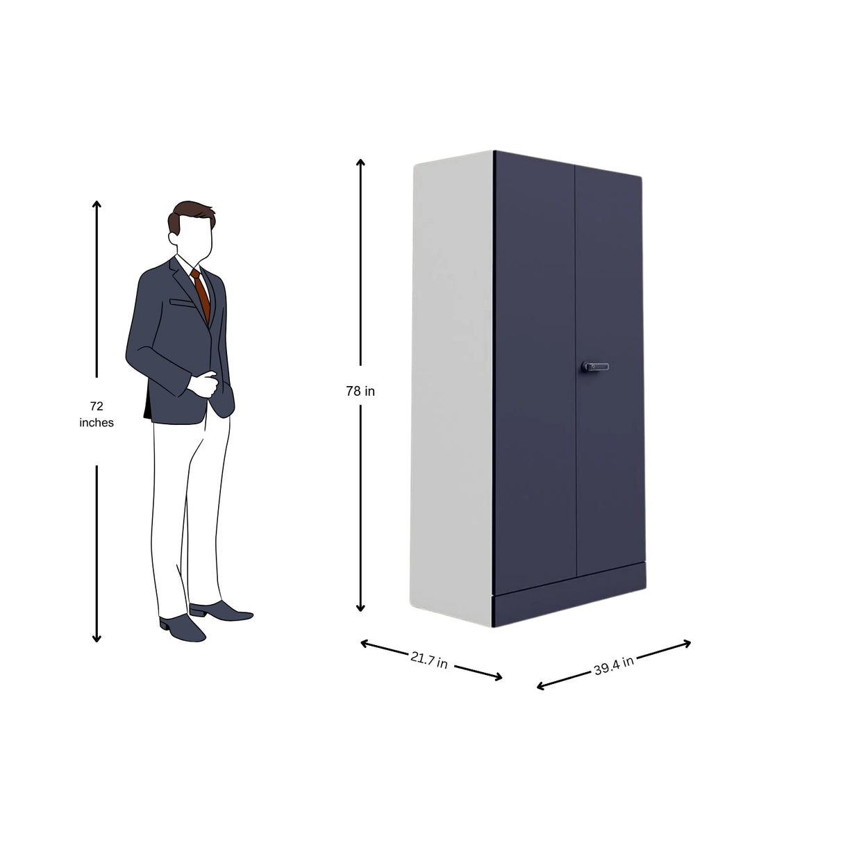 Godrej Auraline Women Basic 2-Door Steel Wardrobe - Textured Navy Blue
