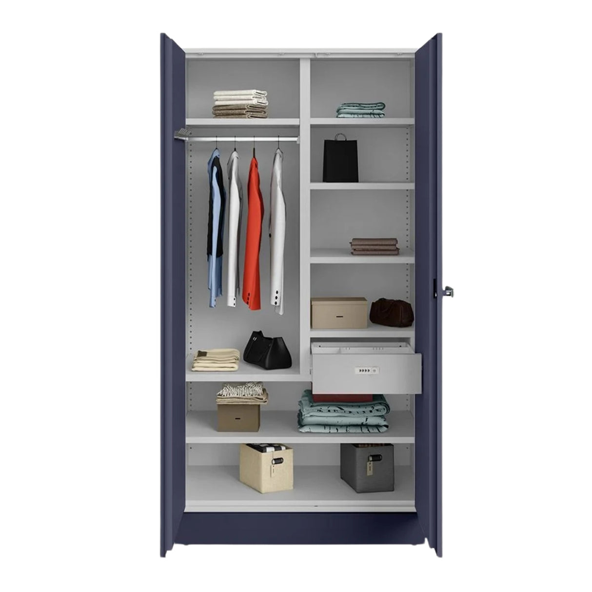 Godrej Auraline Women Basic 2-Door Steel Wardrobe - Textured Navy Blue
