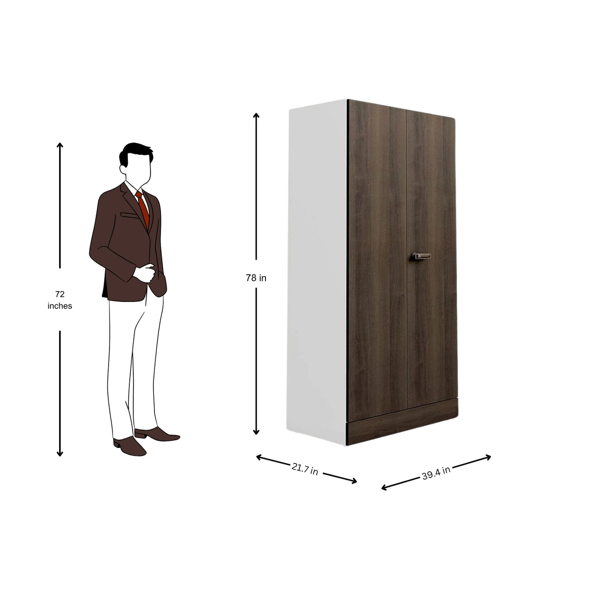Godrej Auraline Women Basic 2-Door Steel Wardrobe - Walnut