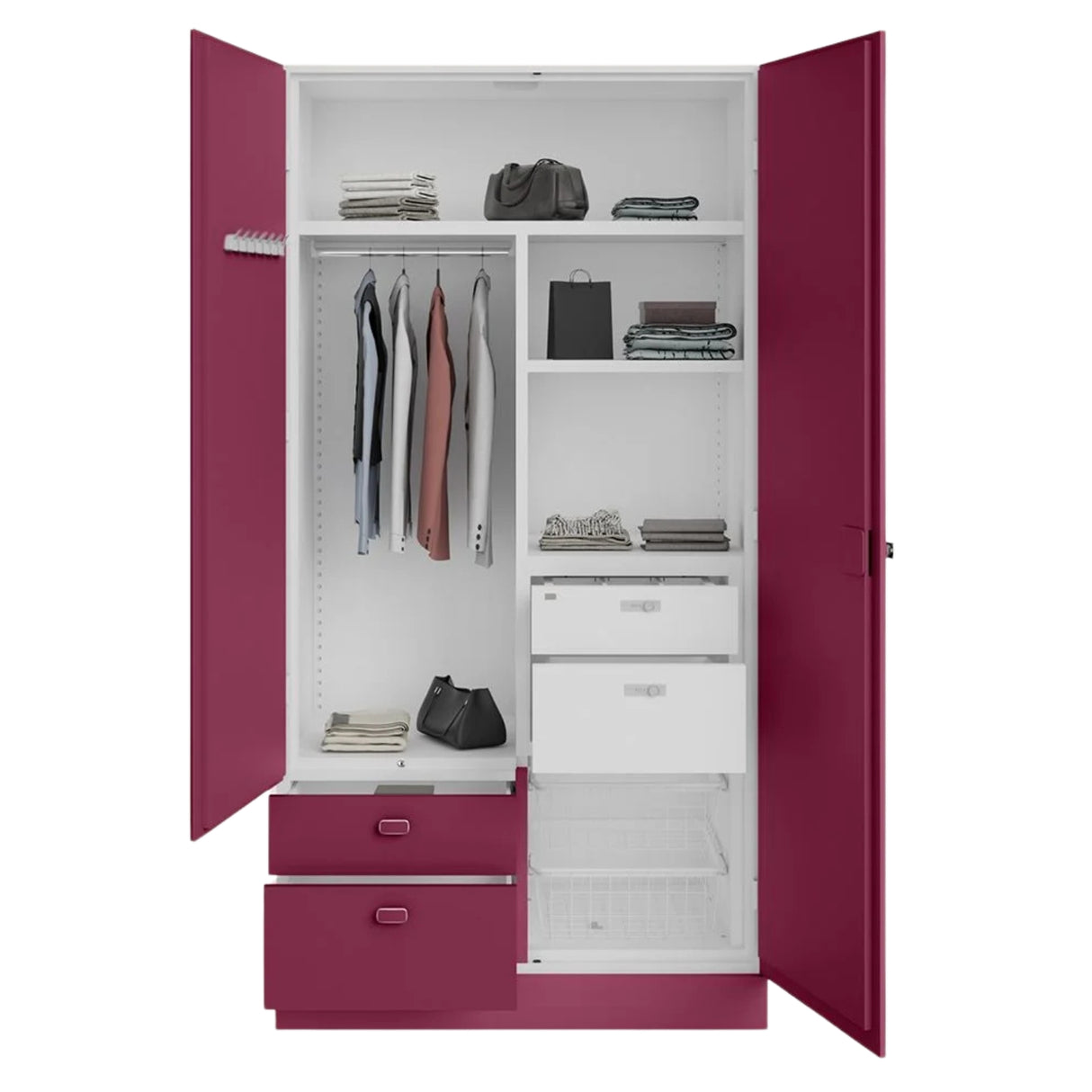 Godrej Auraline Women Premium 2-Door Steel Wardrobe - Textured Berry