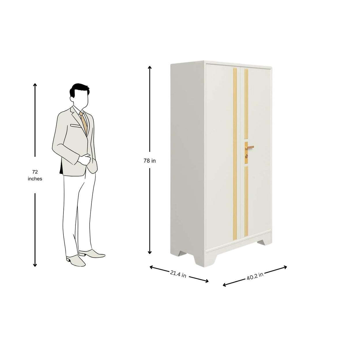 Godrej Centurion Plus 2-Door Steel Wardrobe - Bond White