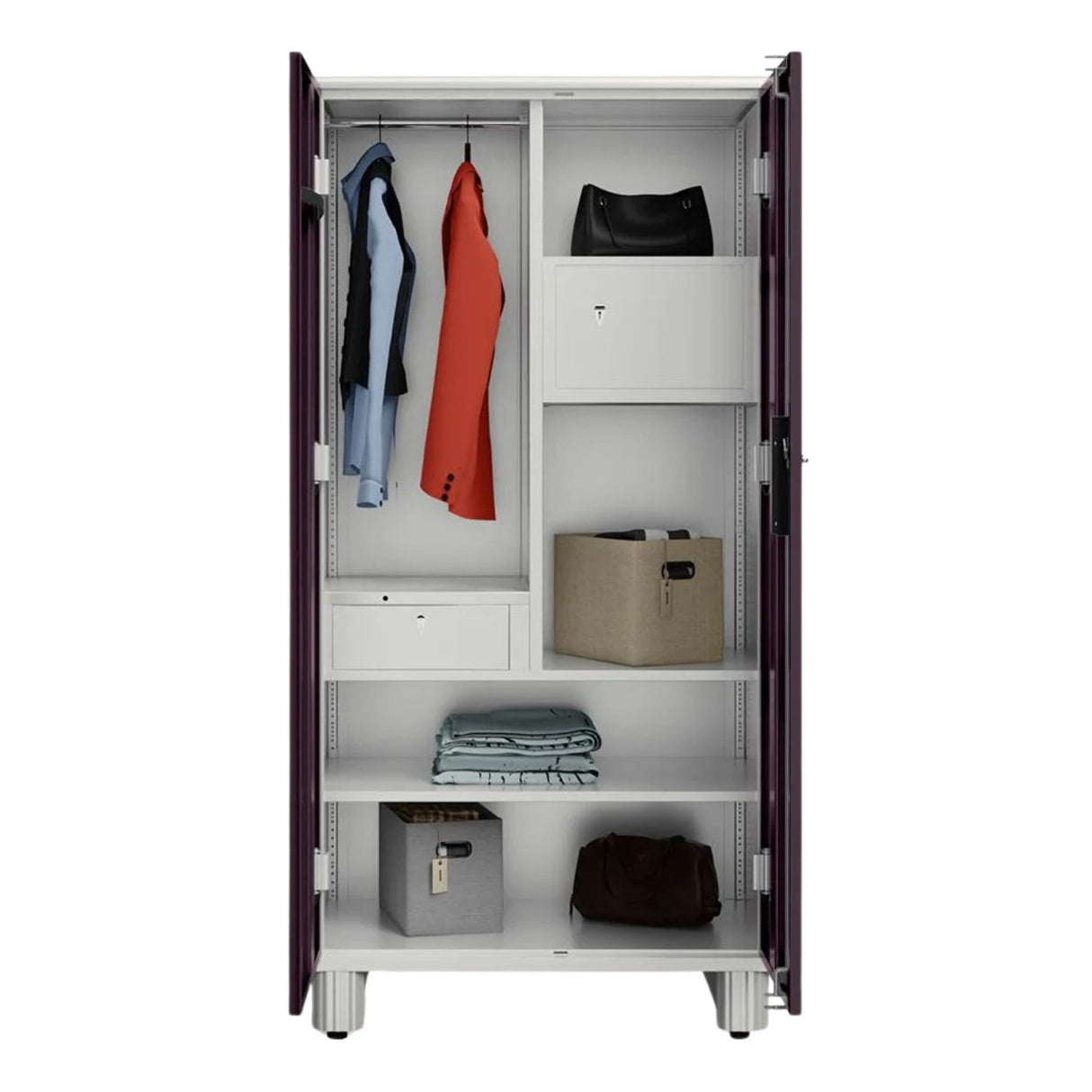 Godrej H1 2-Door Steel Wardrobe - Textured Shellwine Red