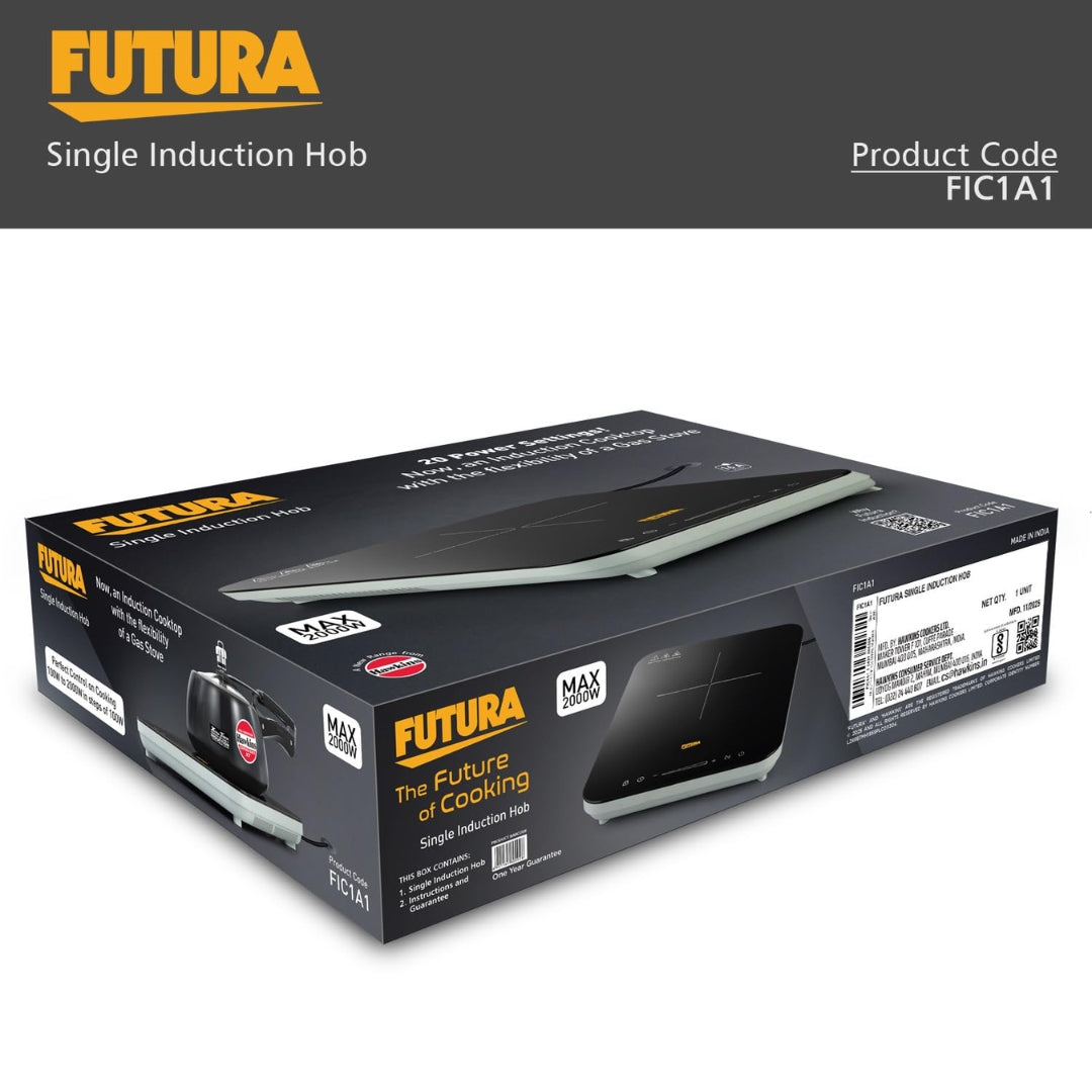 Hawkins Futura Single HOB Induction Stove 2000 Watts - Black