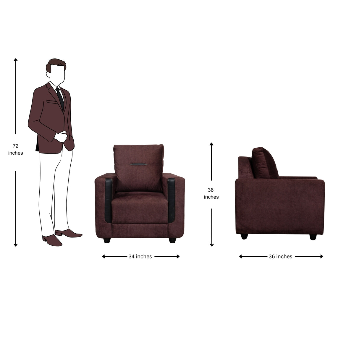 Hague Fabric Sofa 1 Seater - Brown