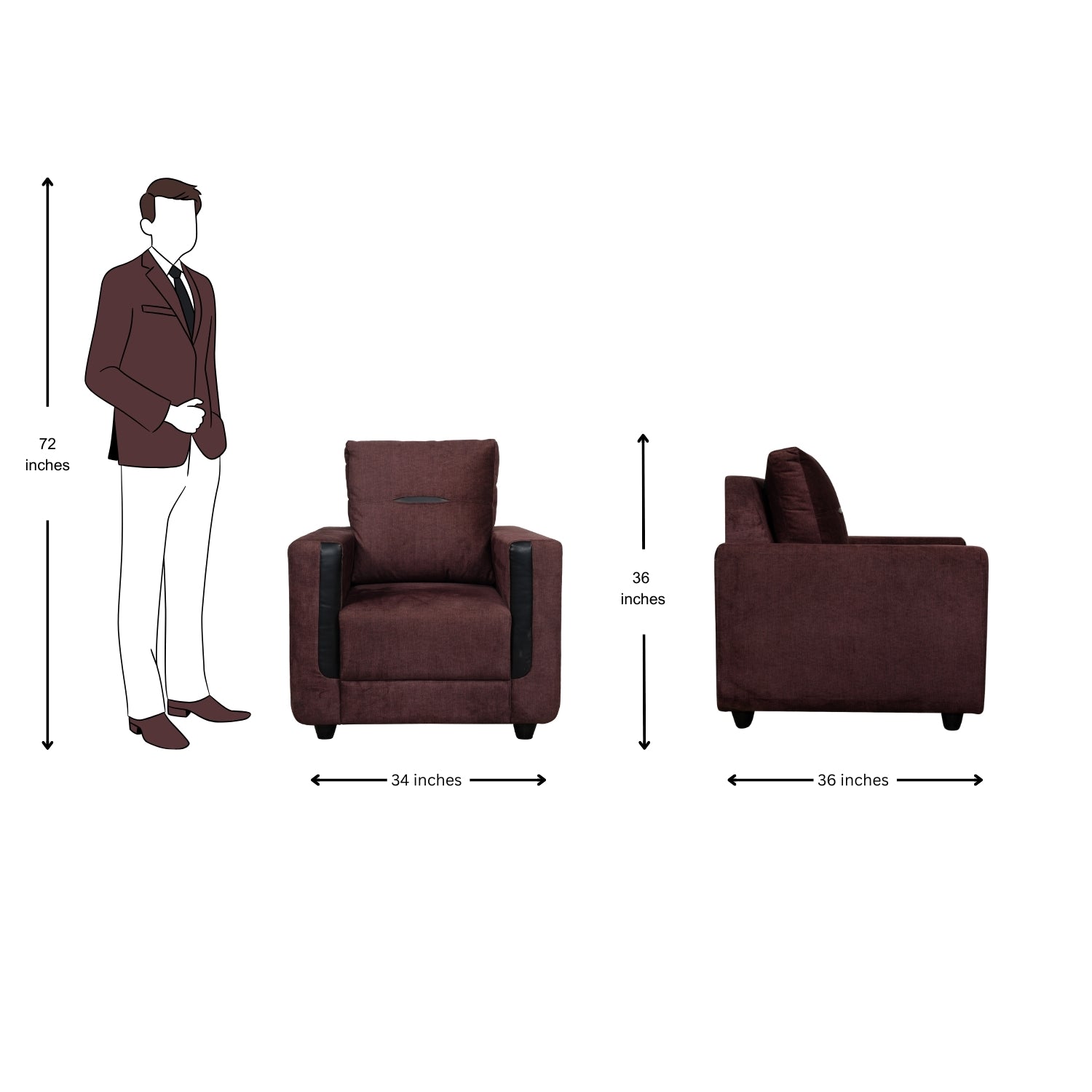 Hague Fabric Sofa 1-Seater - Brown_5