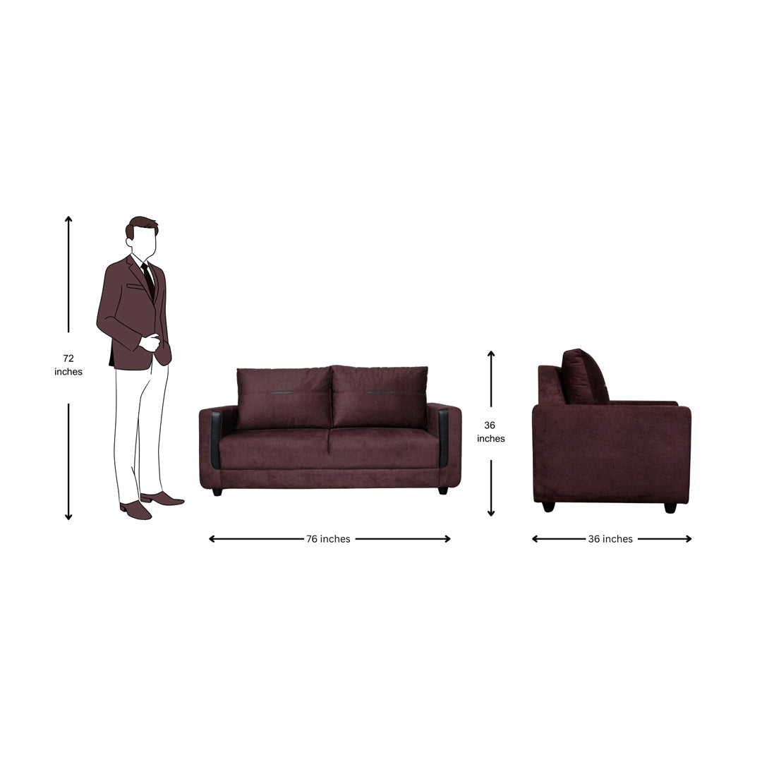 Hague Fabric Sofa Set (3+1+1-Seater) - Brown_9