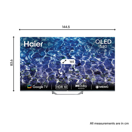 HaierH65S80FUX4KQLEDGoogleTVwithDolbyAudio-65inch_Dimension view