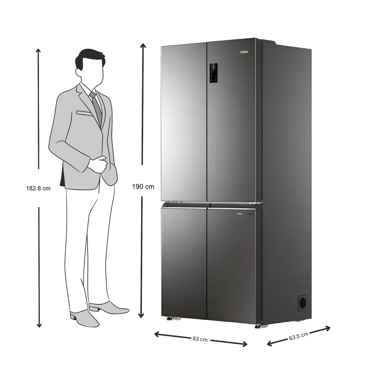 Haier HRB-600IS 520L Side-by-Side Refrigerator –  Stainless Steel Finish