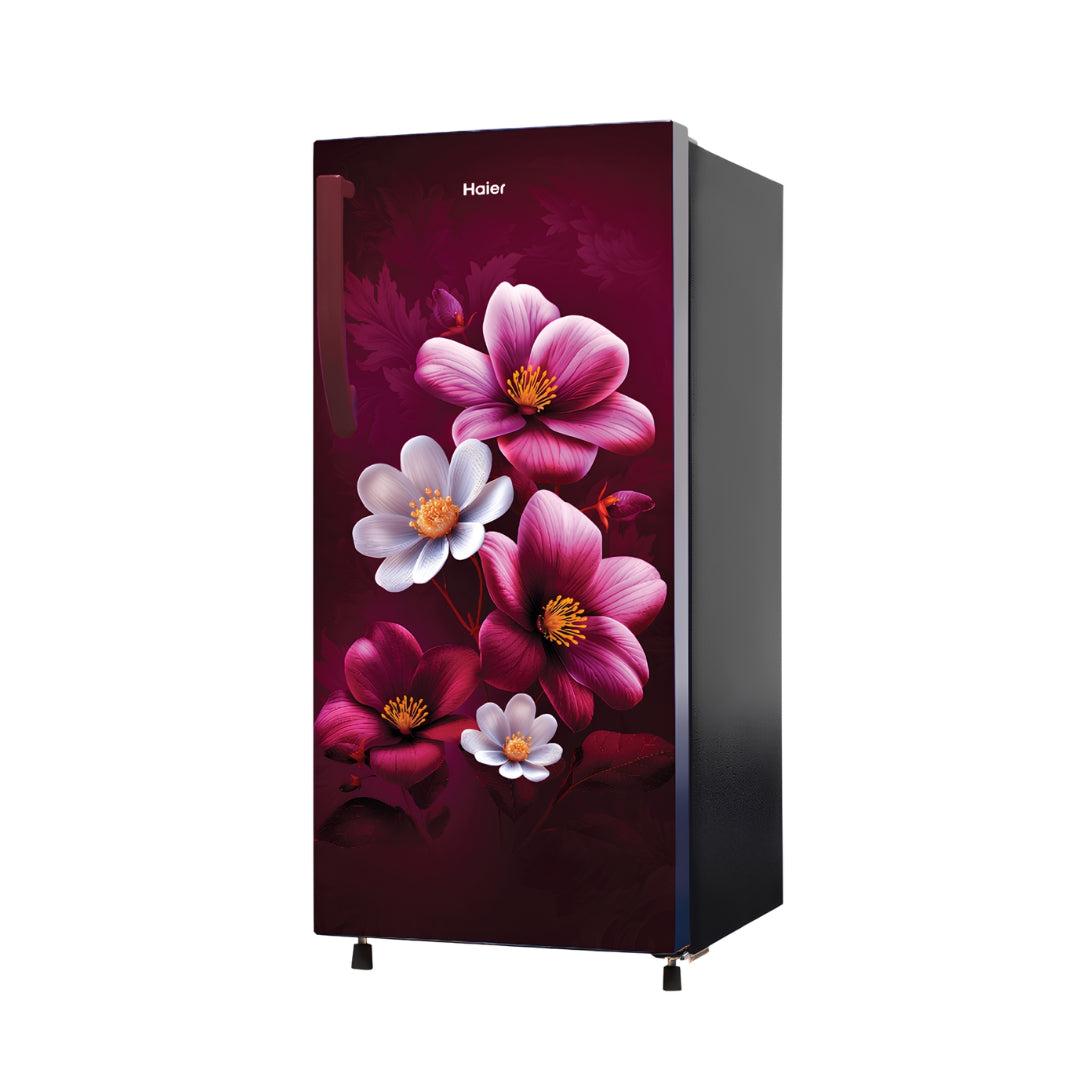 HaierHRD-2101SRAA-PSingleDoorRefrigerator190L-RedAnemone_LeftView