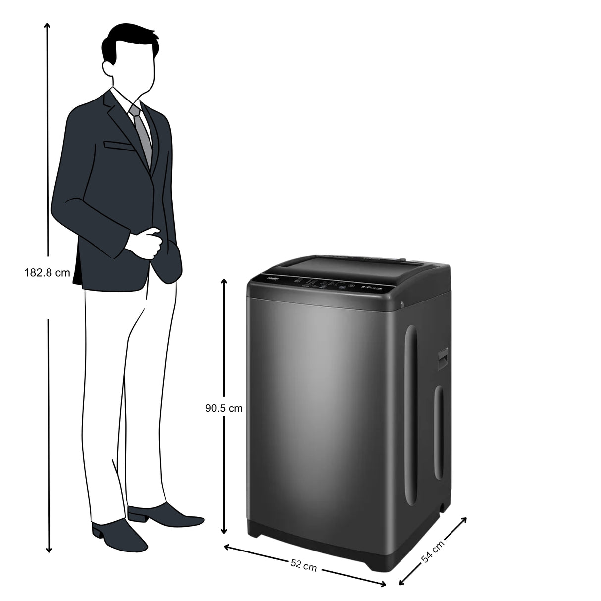 Haier HWM80-316BK TLWM Washing Machine 8 KG - Black