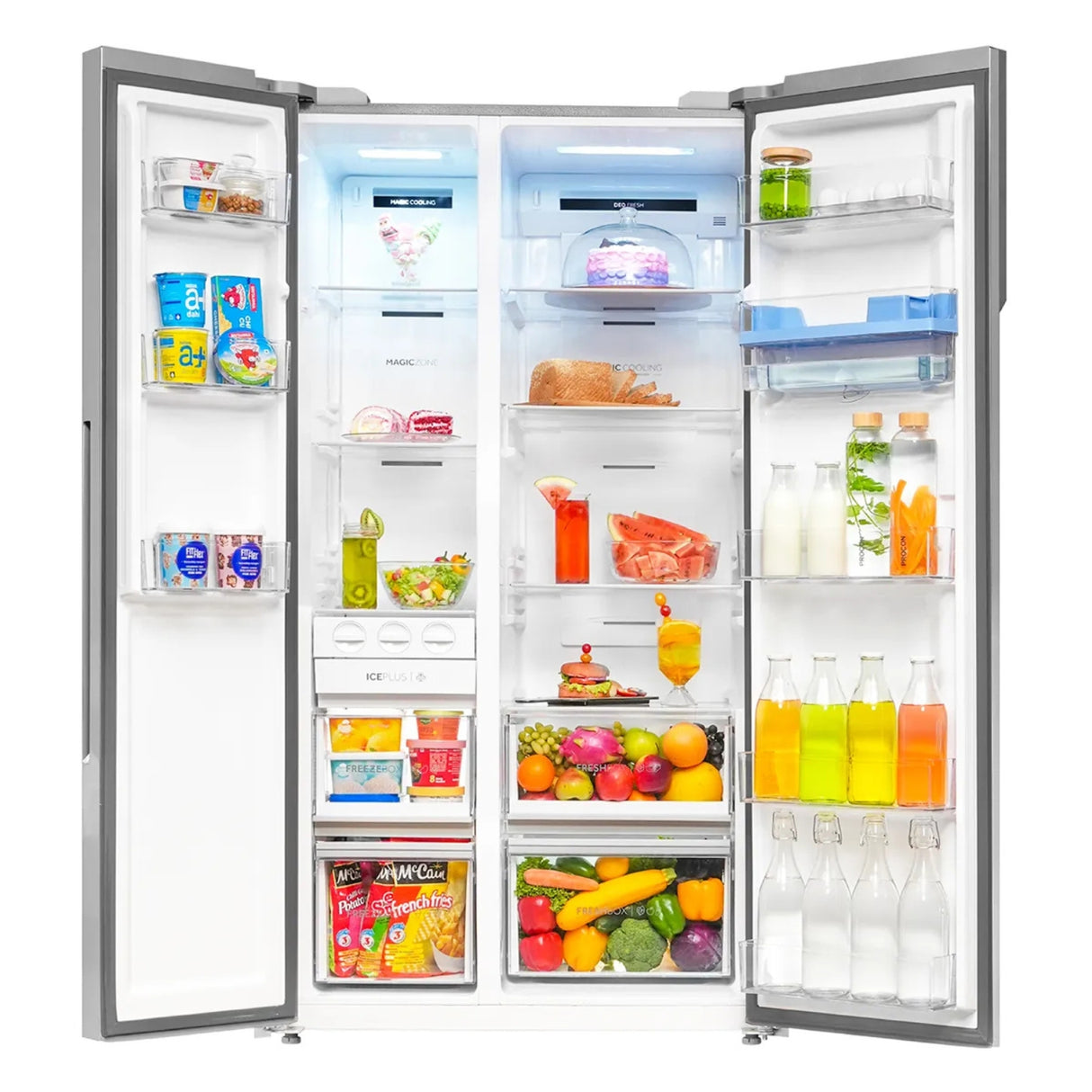 Haier 596L Side-by-Side Refrigerator (HRS-682SWDU1) – Shiny Steel Finish