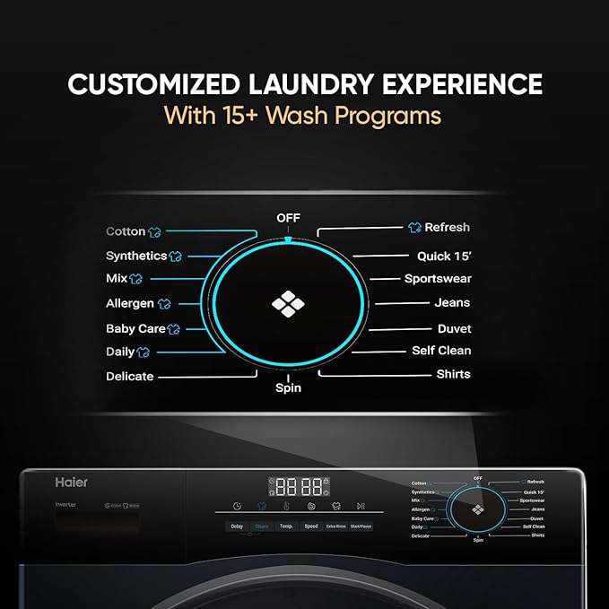 Haier HW80-IM12929EBK Fully Automatic Front Load Washing Machine  8Kg - Black