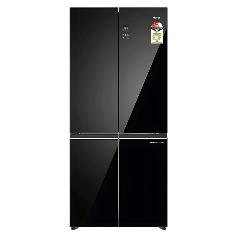 Haier HRB-600KGU1 3 Star 520 L Side by Side Refrigerator - Black Glass