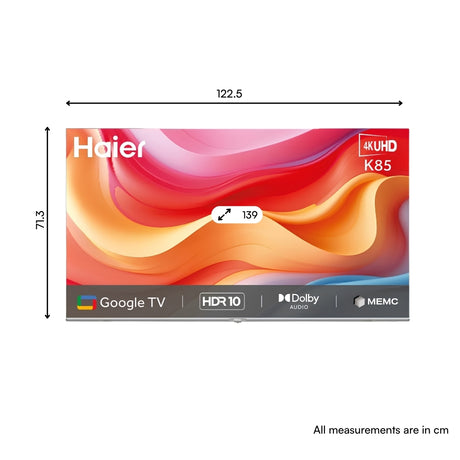 Haier H55K85FUX 4K UHD Google TV – 55 inch _ Dimension view