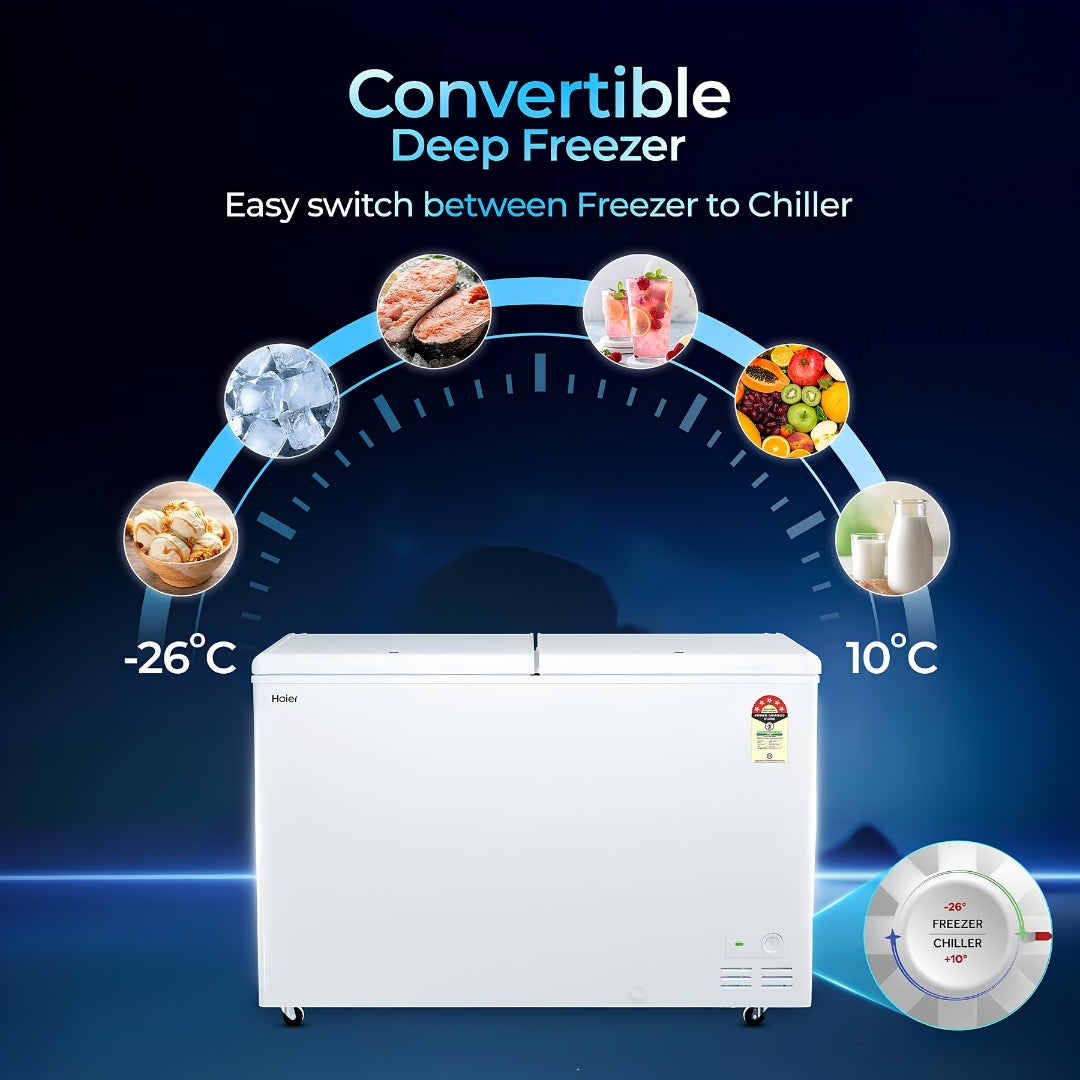 Haier HFC-355DPW5 Double Door Convertible Freezer 355 L – White_10