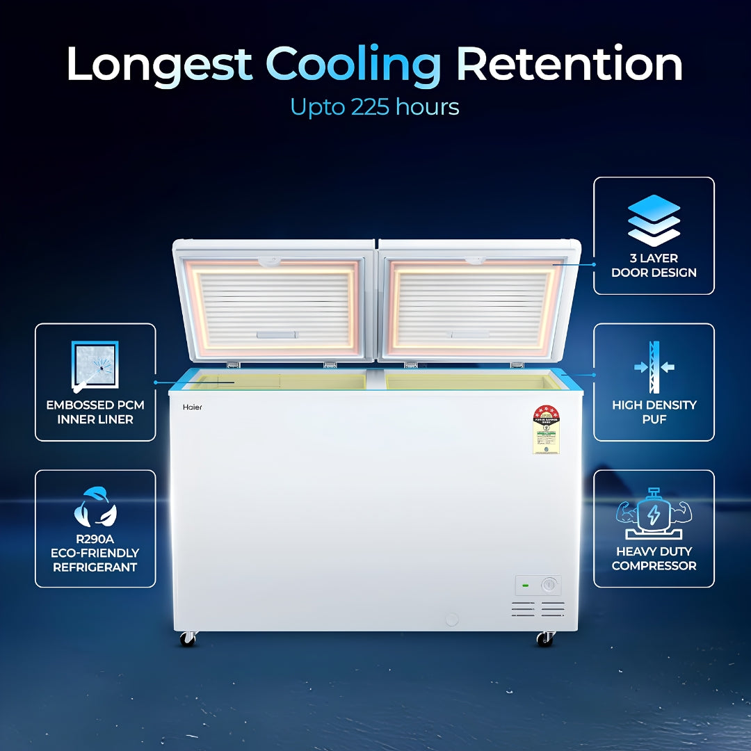 Haier HFC-355DPW5 Double Door Convertible Freezer 355 L – White_8