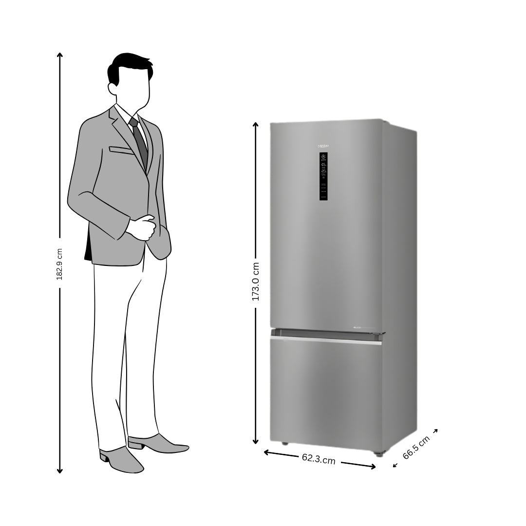 Haier HRB-4052BISA-P Double Door Bottom Mount Refrigerator 355 L - Inox Steel_Dimensions