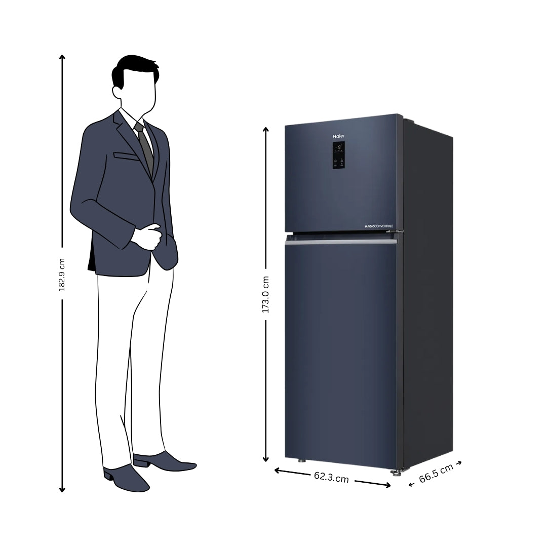 Haier HRF-4082BLGKA-P Double Door Refrigerator 358 L - Graphite Black_Dimensions