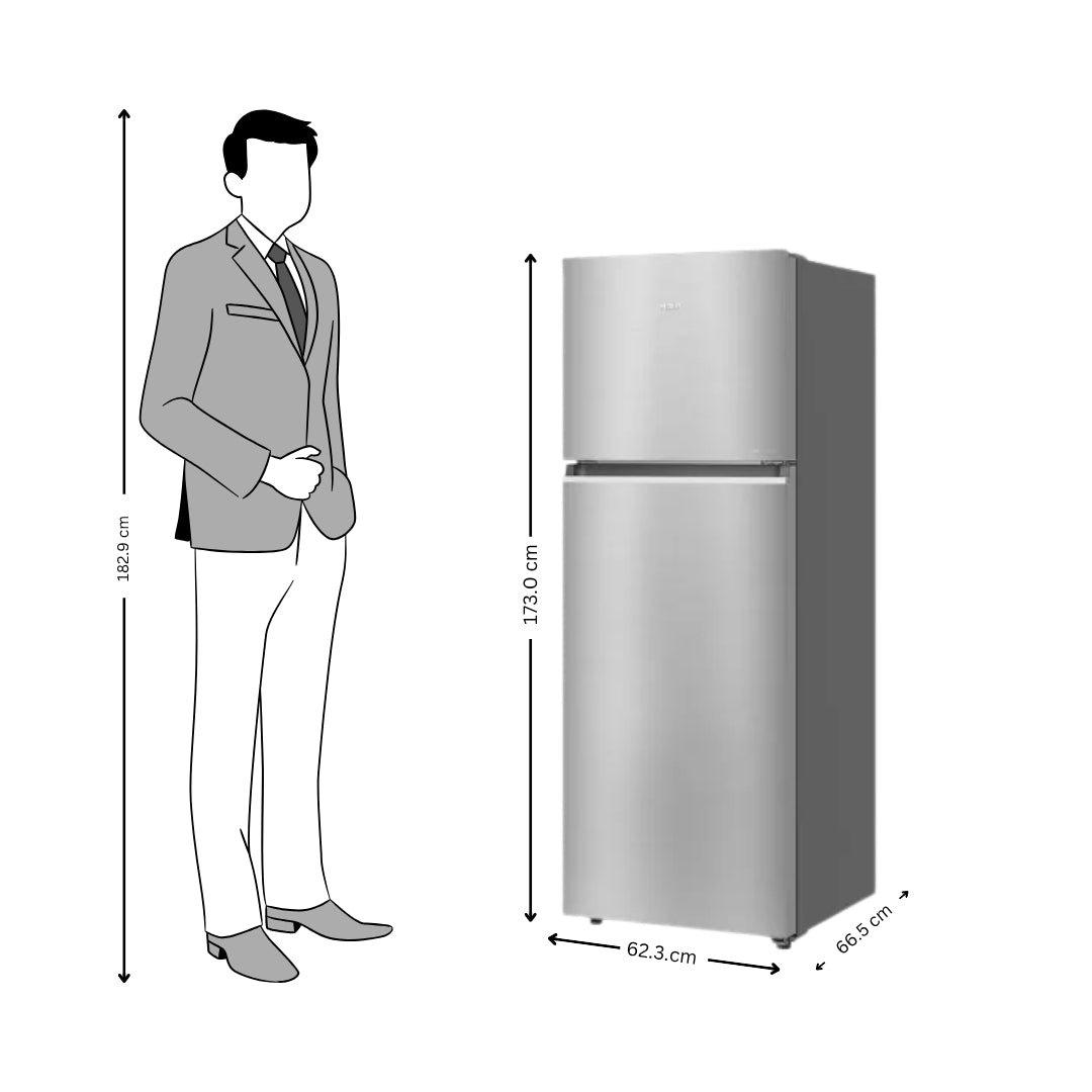 Haier HRF-4083BIS-P Double Door Refrigerator 358 L - Inox Steel_Dimensions