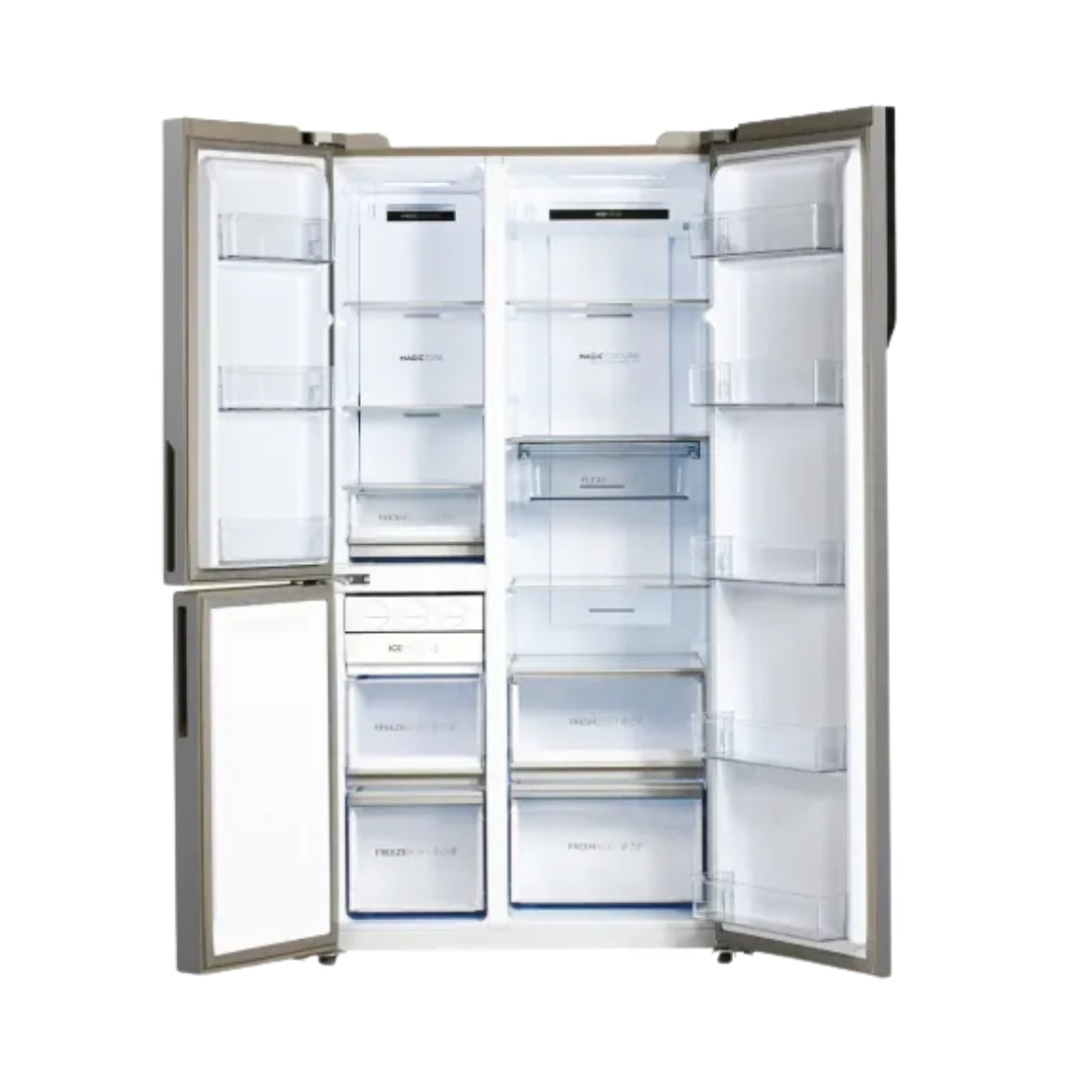 Haier HRT-683GOGU1 Three Door Vogue Side by Side Refrigerator 598 L - Grey Onyx Glass_Full View