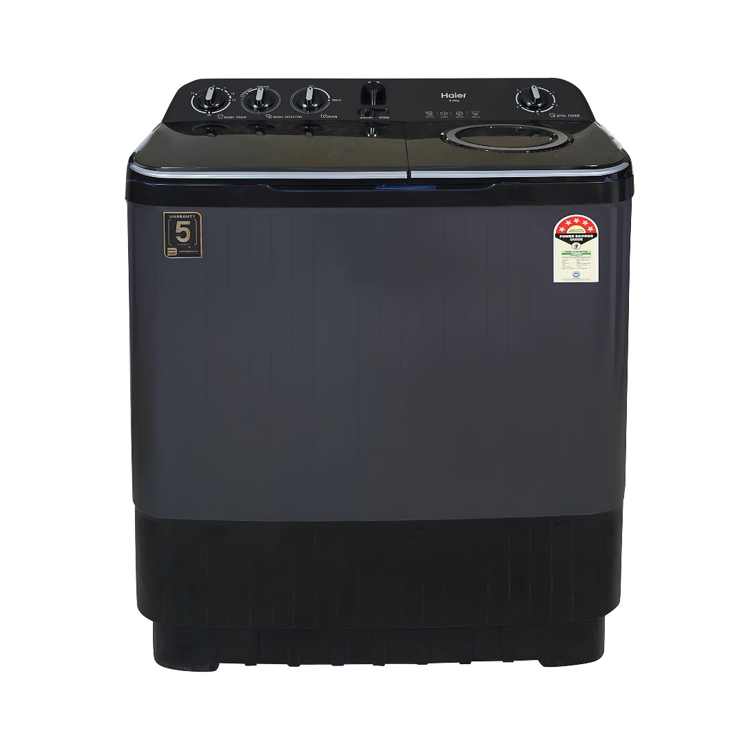 Haier HTW90-196BBK Semi Automatic Top Load Washing Machine 9 Kg - Black_Front View