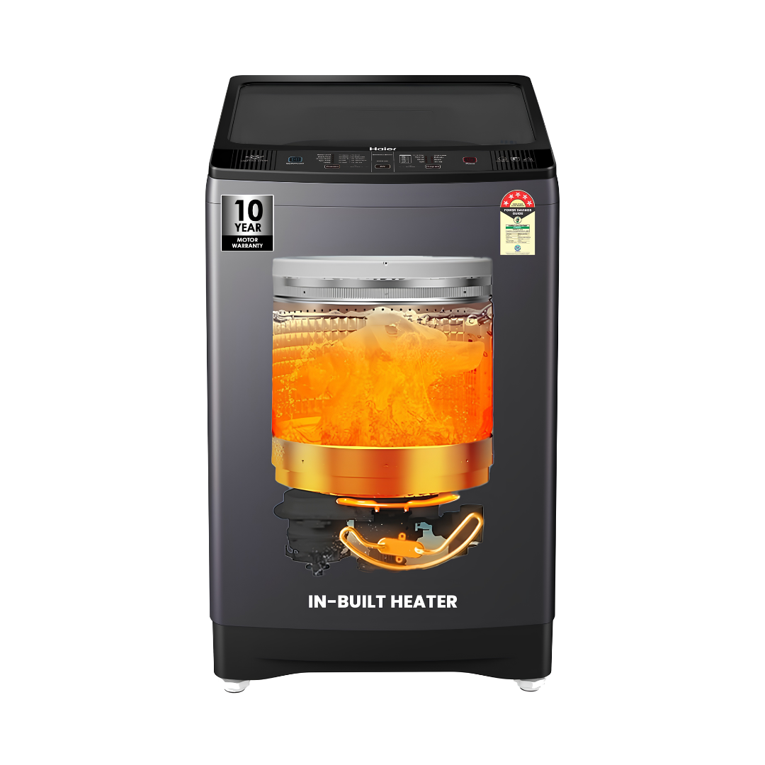 Haier HWM105-H688BK Fully Automatic Top Load Washing Machine 10.5 Kg - Black_Front View