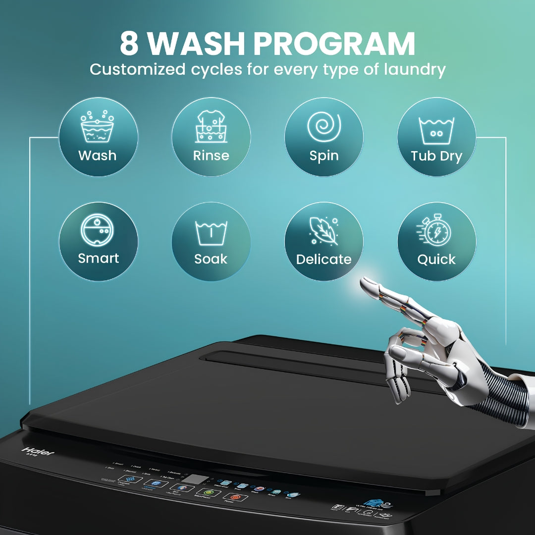 Haier HWM80-310BKN Fully Automatic Top Load Washing Machine 8 Kg - Black_Feature_2