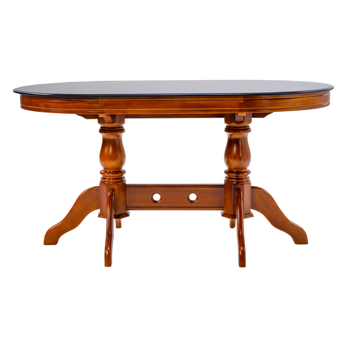 Hamilton Pro Oval Glass Top Dining Table 4-Seater - Teak Finish