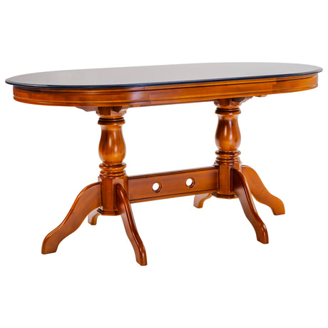 Hamilton Pro Oval Glass Top Dining Table 4-Seater - Teak Finish