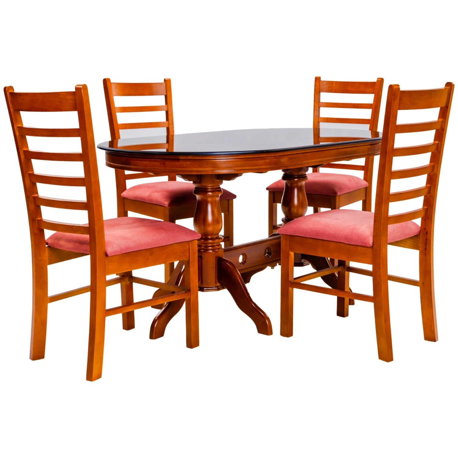 Hamilton Glass Top 4-Seater Dining Set - Teak Finish_2