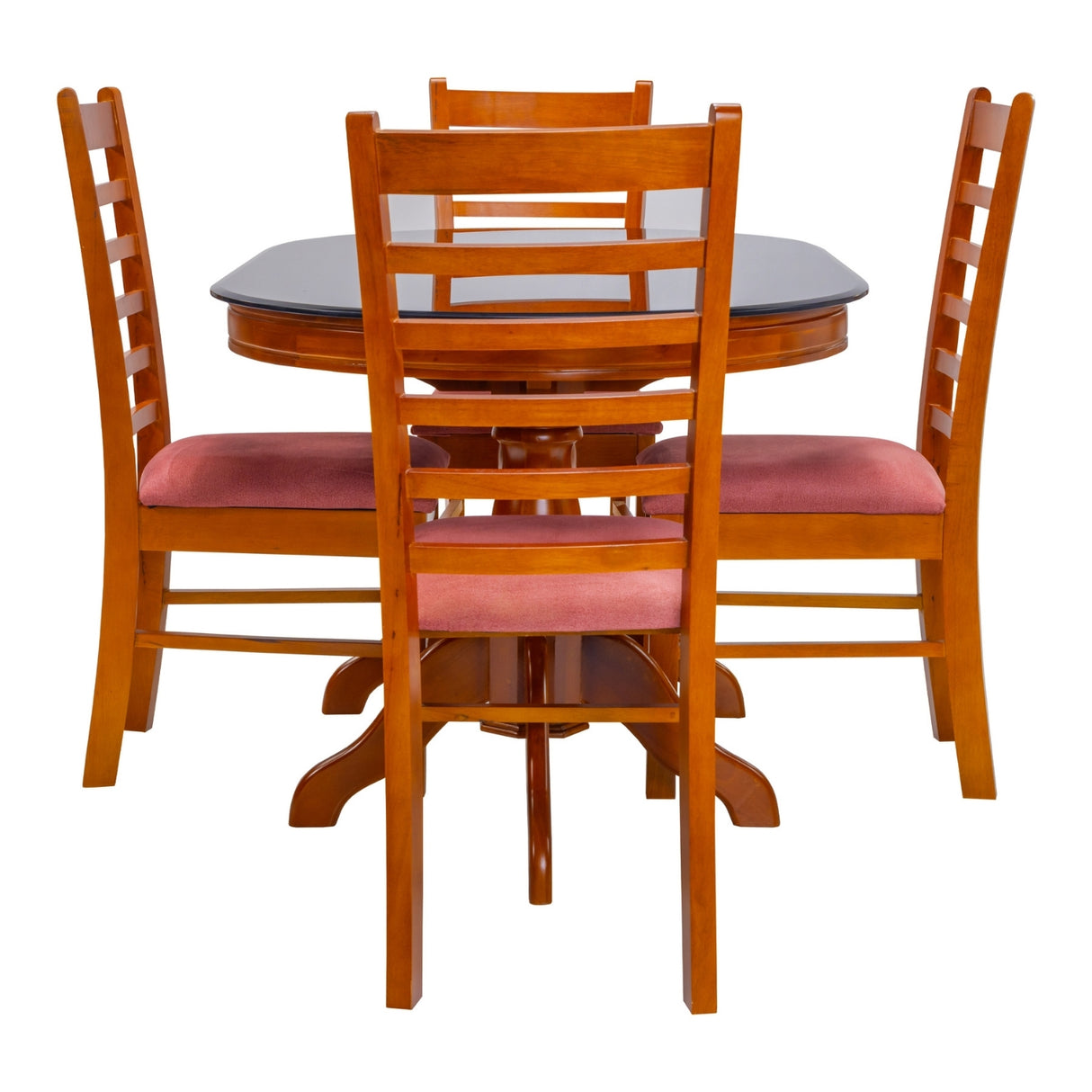 Hamilton Glass Top 4-Seater Dining Set - Teak Finish_3
