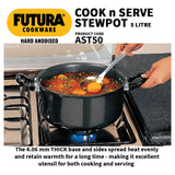 Hard Futura Anodised Cook-n-Serve Stewpot with SS Lid 5 L – Black