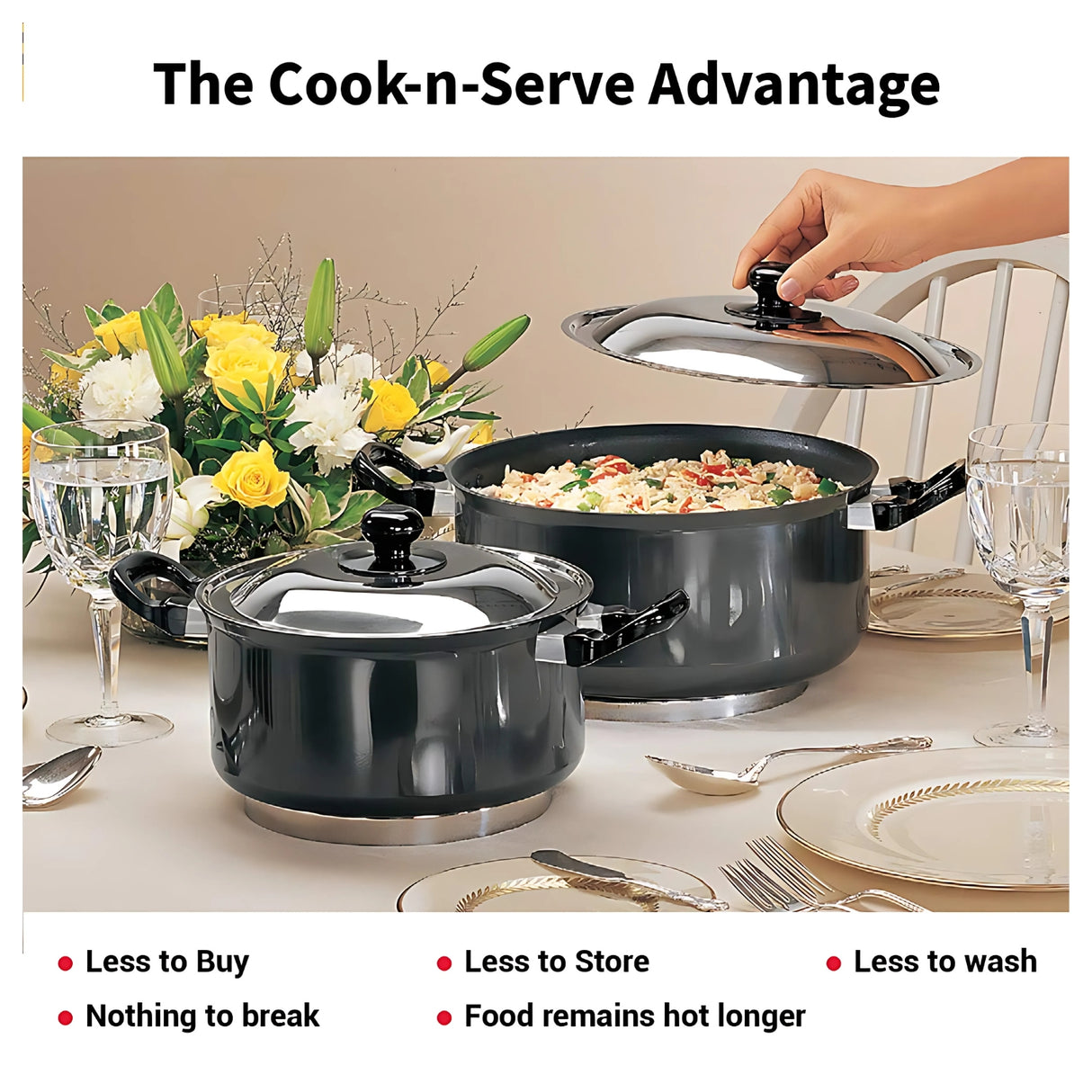 Hard Futura Anodised Cook-n-Serve Stewpot with SS Lid 5 L – Black