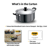 Hard Futura Anodised Cook-n-Serve Stewpot with SS Lid 5 L – Black