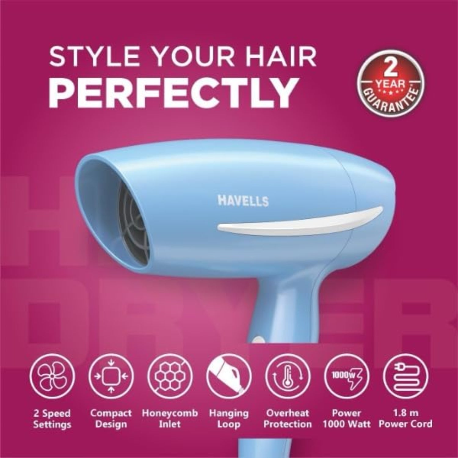 Havells HD2122 Hair Dryer 1000 Watts - Blue_3