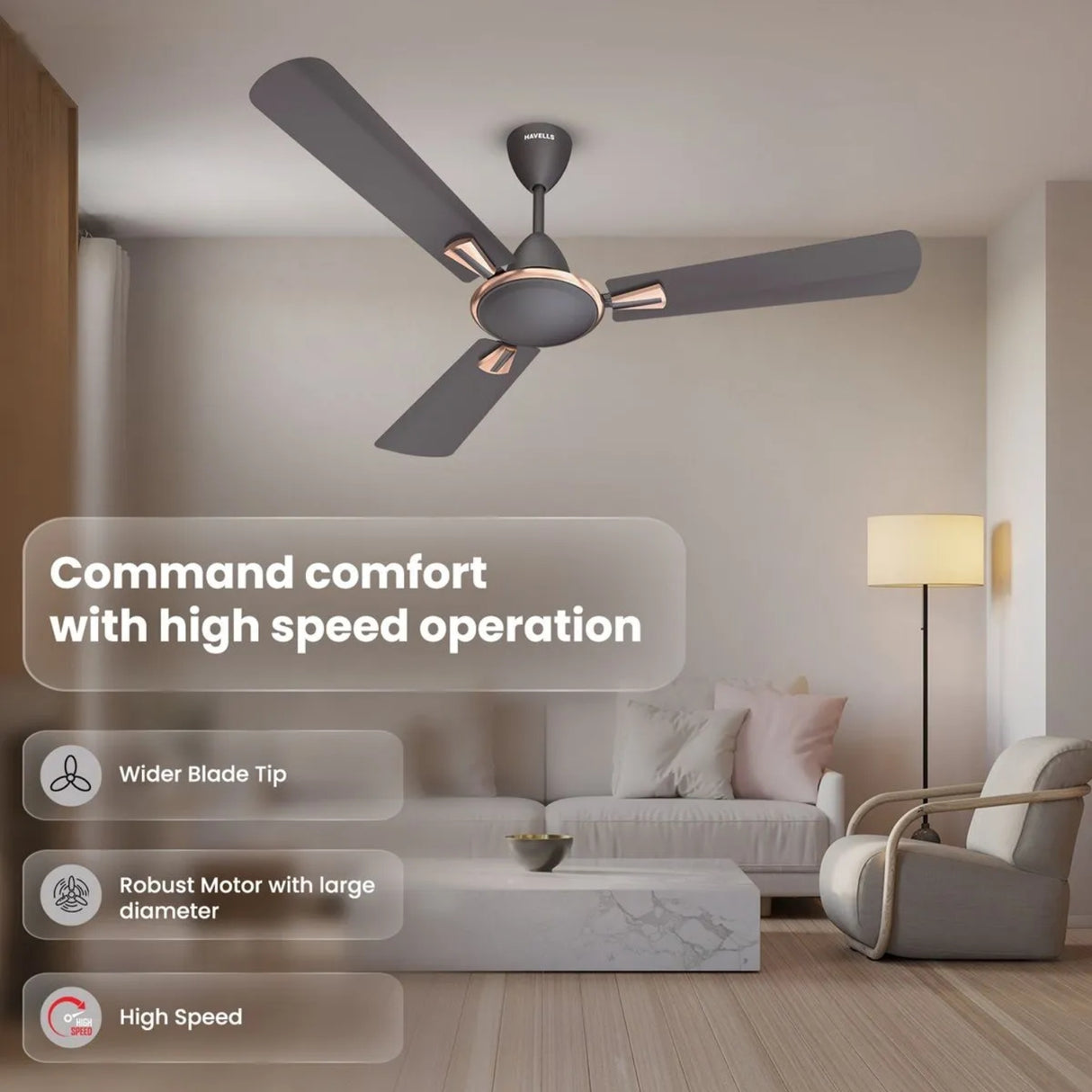 Havells Quick Air Ceiling Fans 1200 mm - Smoke Brown_3
